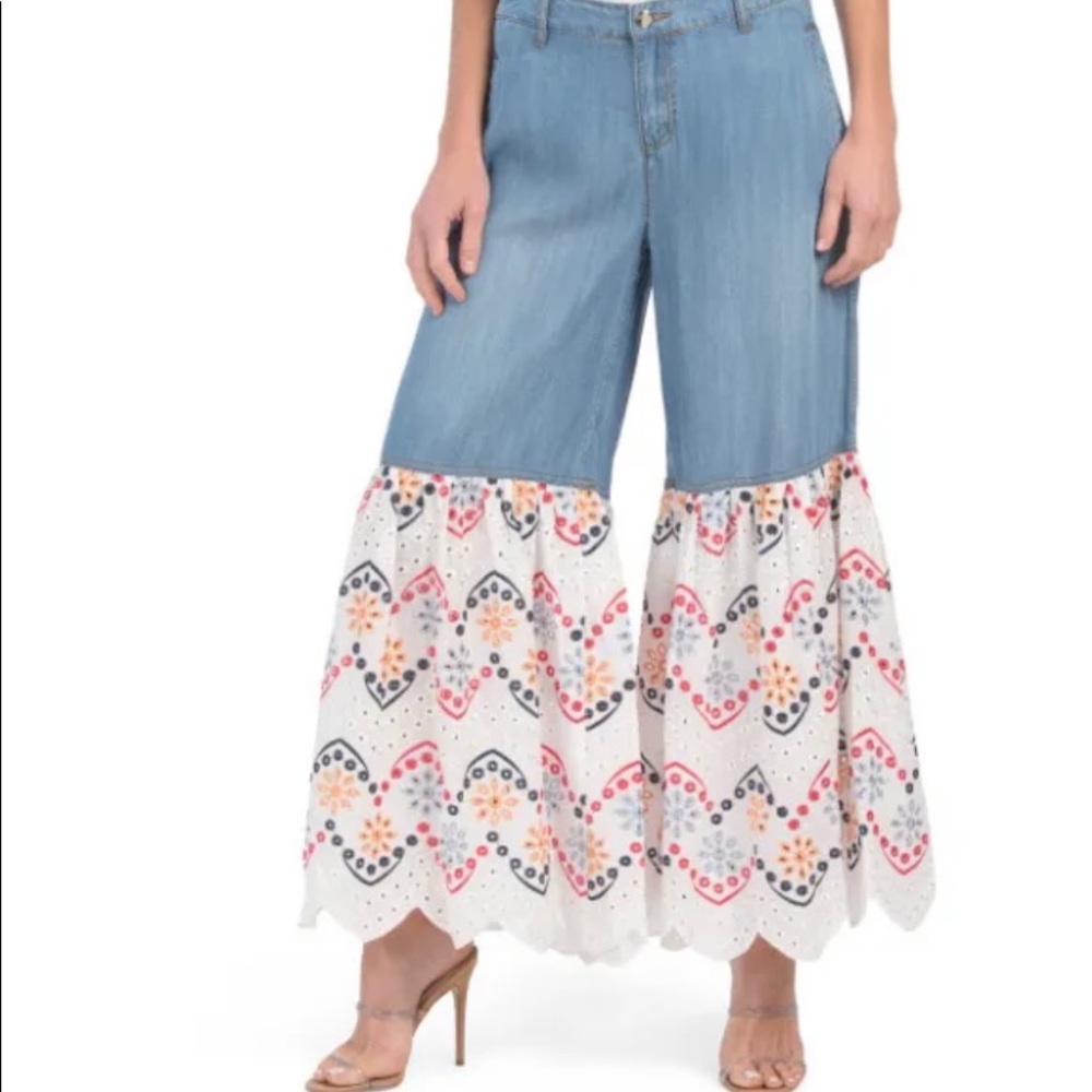 Gemma and Jane eyelet flare jeans, size 8.